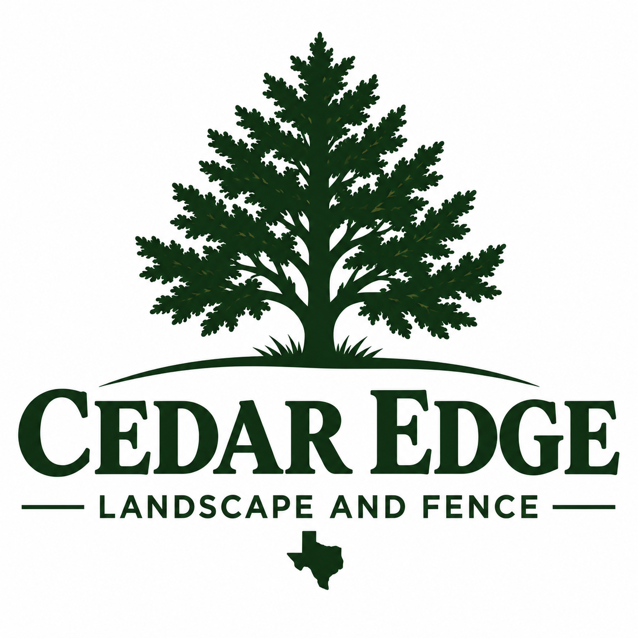 Cedar Edge Landscape and Fence — cedar tree and Texas logo